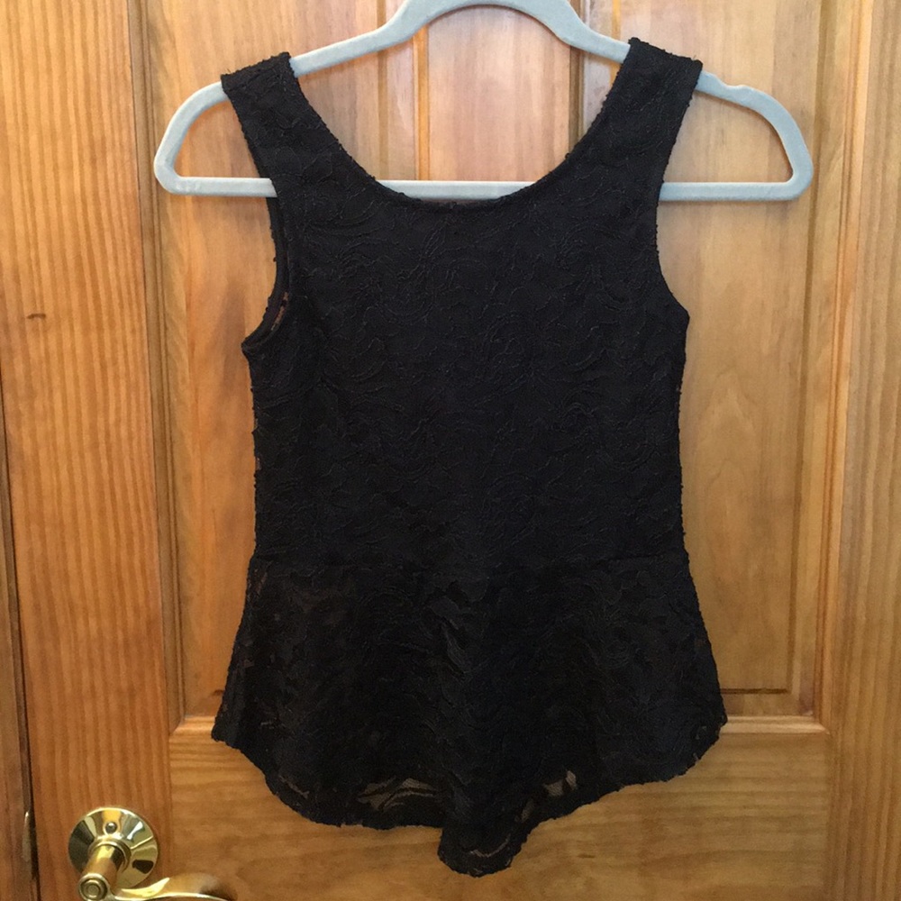 High low peplum black lace top